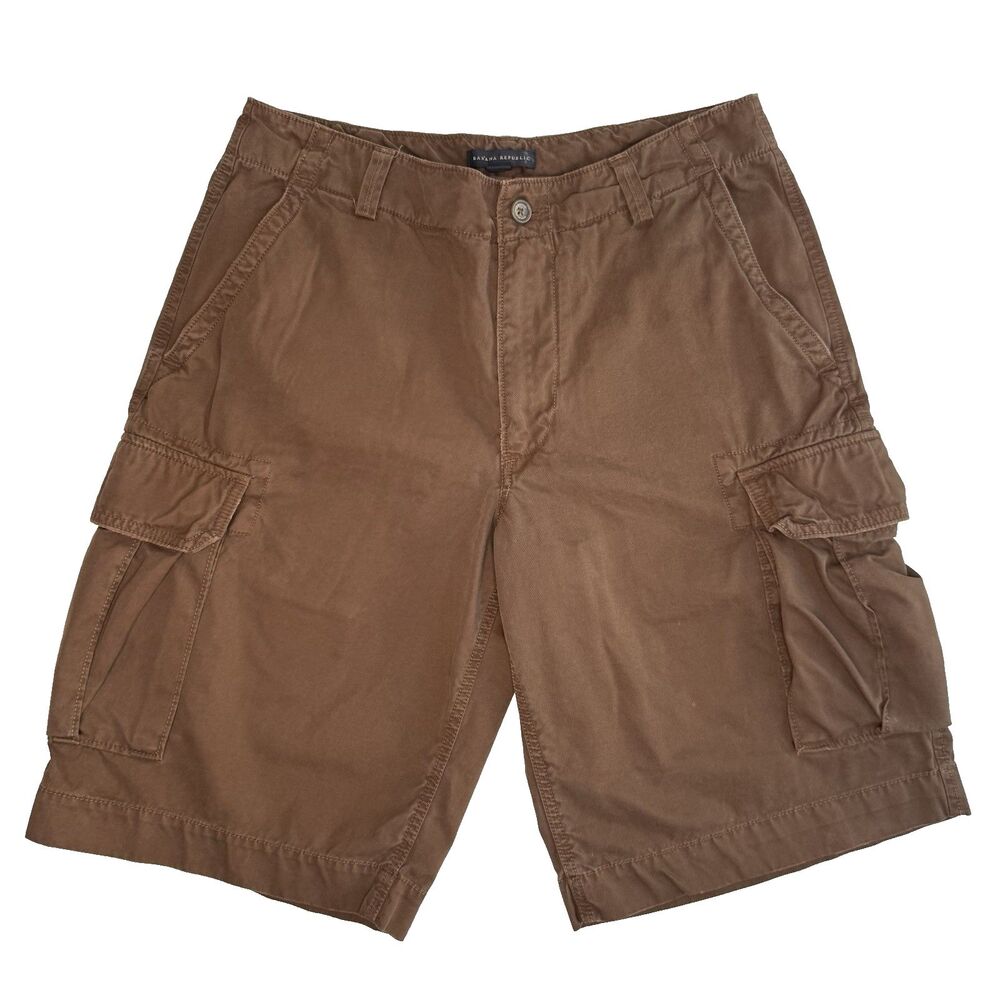 Banana Republic Mens Cargo Shorts 32 Brown Canvas Utility Casual 100% Cotton